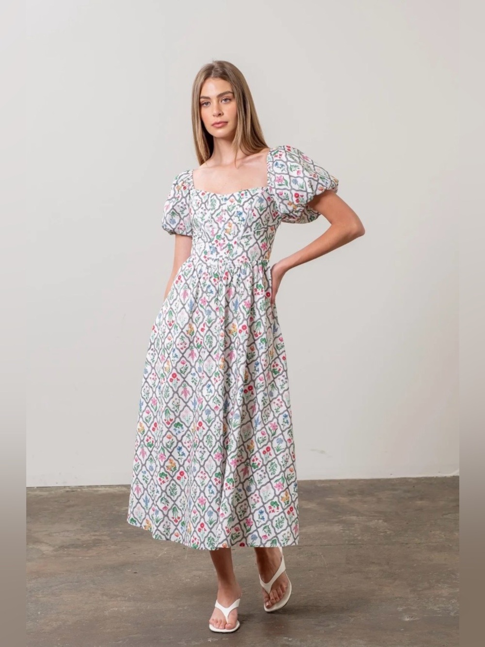 Moon River Corset floral midi dress